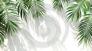 Fresh, verdant coconut or date palm leaves. Intricate textures and shades of green. Isolated on white.