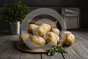 Fresh and versatile potatoes showcased on indoor kitchen table