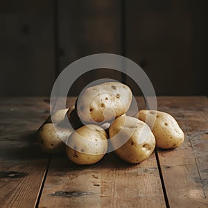 Fresh and versatile potatoes showcased on indoor kitchen table