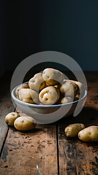 Fresh and versatile potatoes showcased on indoor kitchen table photo