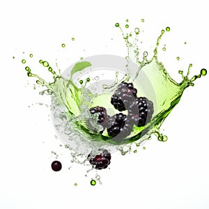 Fresh And Vibrant Blackberries In Green Liquid