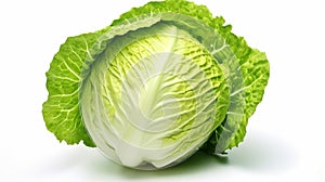 Fresh and Vibrant Isolated Cabbage on White Background - Healthy Organic Vegetable Stock Photo.