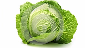 Fresh and Vibrant Isolated Cabbage on White Background - Healthy Organic Vegetable Stock Photo.