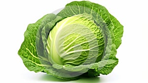 Fresh and Vibrant Isolated Cabbage on White Background - Healthy Organic Vegetable Stock Photo.