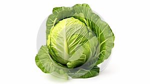 Fresh and Vibrant Isolated Cabbage on White Background - Healthy Organic Vegetable Stock Photo.