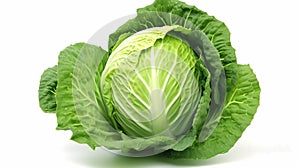 Fresh and Vibrant Isolated Cabbage on White Background - Healthy Organic Vegetable Stock Photo.