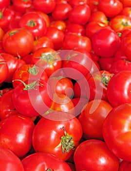 Fresh, vivid red cherry tomatoes closeup