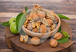 Fresh walnuts in the bowl