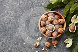 Fresh walnuts bowl