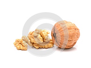 Fresh walnuts isolated on white