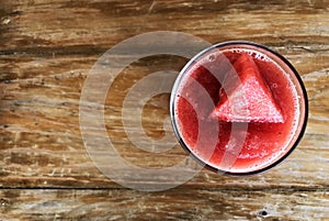 Fresh Water Melon Shake on the wooden table