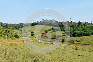 Fresh water river against a rural scene, Kenya