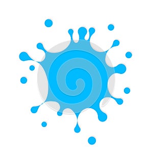 Fresh water splash vector icon. White blot, drop illustration. Water logo template. Blue paint sign design.