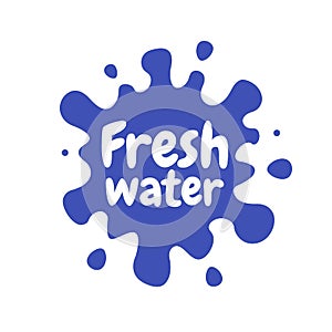 Fresh water splash vector icon. White blot, drop illustration. Water logo template. Blue paint sign design