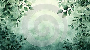 Mint Watercolor Leafy Vines Background photo