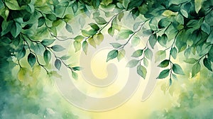 Mint Watercolor Leafy Vines Background photo