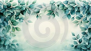 Mint Watercolor Leafy Vines Background photo