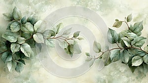Mint Watercolor Leafy Vines Background photo