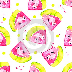 Fresh watercolor seamless pattern with hand drawn