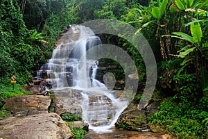 Fresh waterfall in the luxuriant jungle of the Doi Suthep national park, Thailand