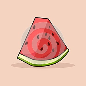 Fresh watermelon fruit vector illustration in pink background