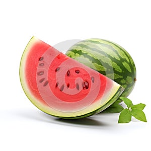 Fresh watermelon isolated white background AI generated