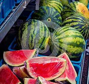 Fresh watermelon at a market