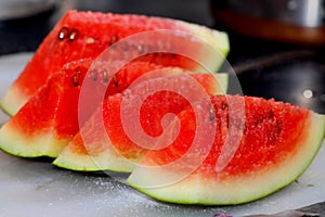 Fresh Watermelon Pieces with Sugar Crystals