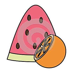 Fresh watermelon portion with orange