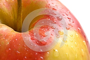 A fresh wet apple on white background