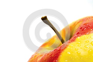 A fresh wet apple on white background