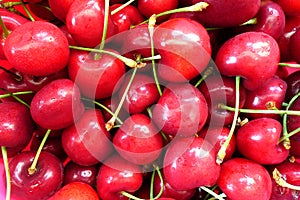 Fresh, wet cherries