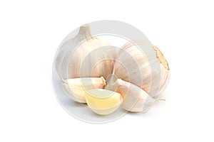 Fresh white garlic isolated on white