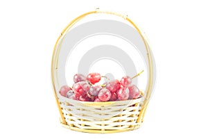 Fresh white grapes in a basket