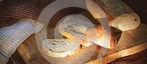Fresh white loaf of bread, rustic style