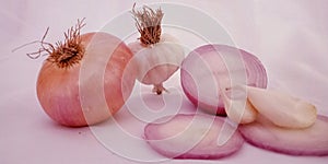 Fresh white organic produce onion isolated with grouping in white background