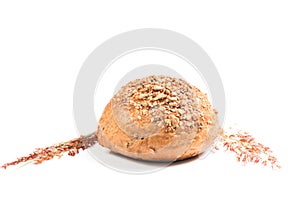 Fresh whole grain bread cut in half