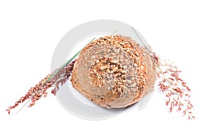 Fresh whole grain bread cut in half