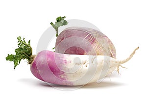 Fresh whole purple Japanese daikon radish