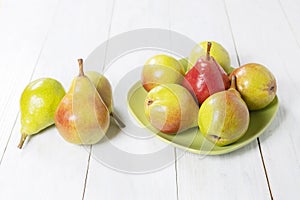 Fresh williams pears Bartlett pear on white background