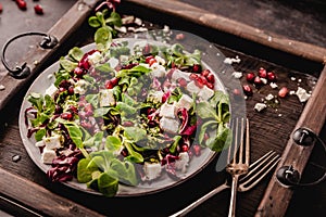 Fresh winter salad with pomegranate seeds