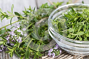Fresh Winter Savory in a bowl