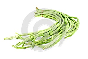 Fresh Yard long beans or Chinese Long Beans Vigna unguiculata subsp. sesquipedalis isolated on a white background.Vegetables