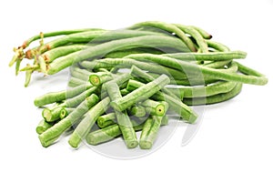 Yardlong beans isolated on white background