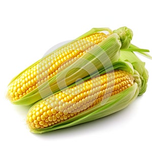 Fresh yellow corn isolated. Illustration AI Generative