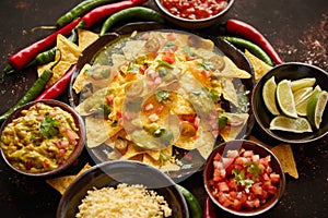 Fresh yellow corn nacho chips on ceramic plate