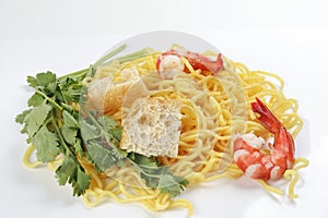 Fresh yellow egg noodle