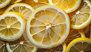 Fresh yellow lemon slices background. Healthy and tasty fruit. Juicy citrus. Natural product