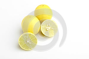 Fresh Yellow lemon on white background