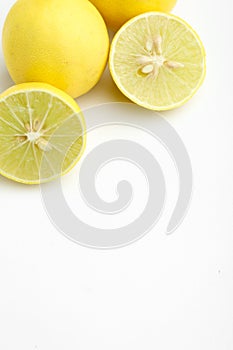 Fresh Yellow lemon on white background